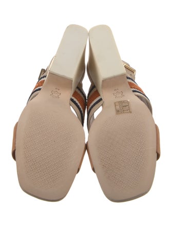 Tory Burch Leather Striped Slingback Sandals