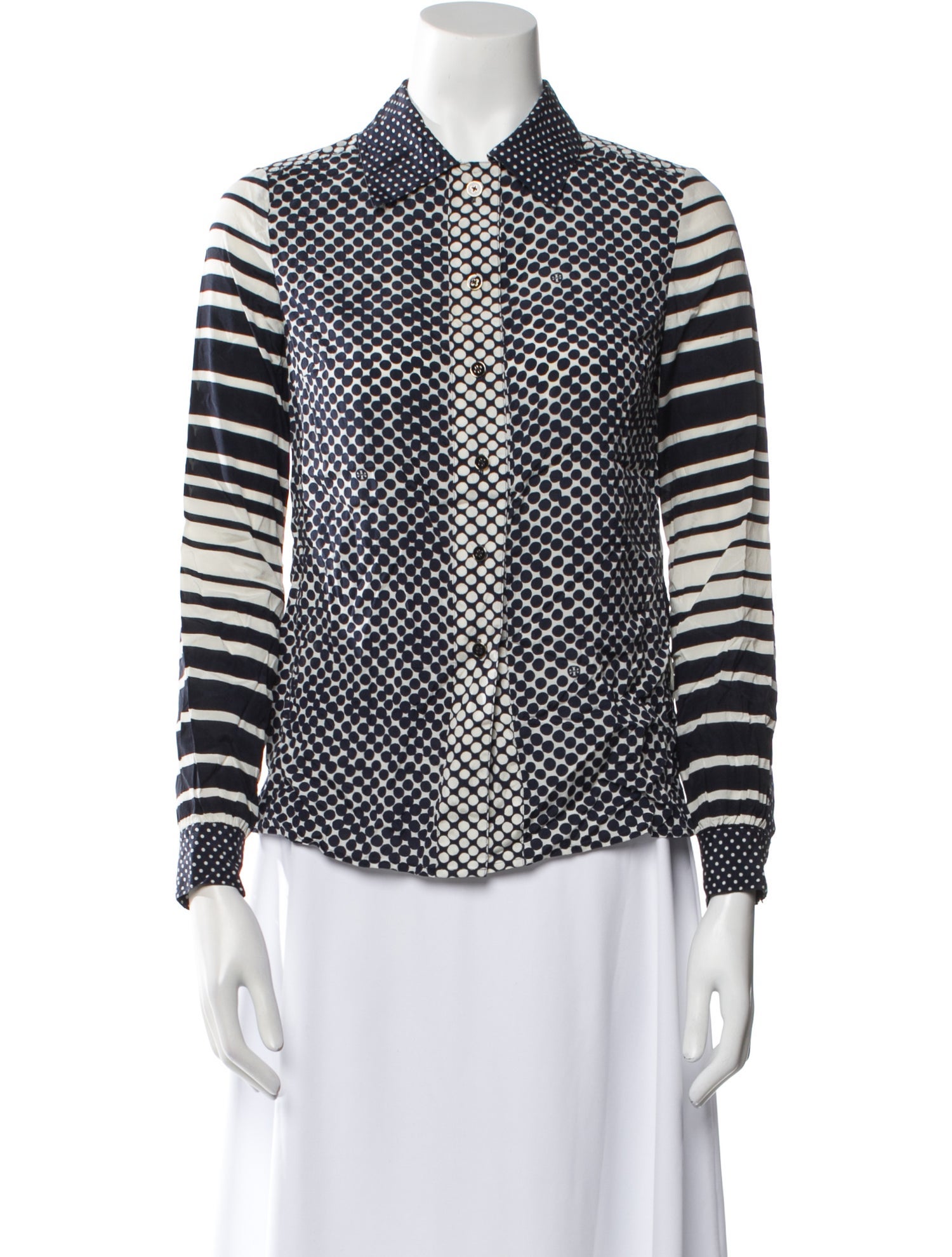 Tory Burch Silk Printed Button-Up Top