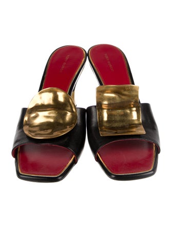 Tory Burch Leather Leather Trim Embellishment Slides
