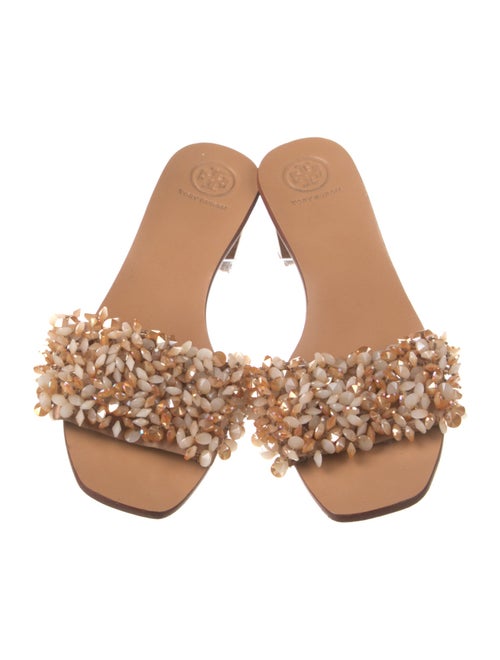 Tory Burch Leather Floral Print Slides