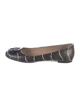Tory Burch Embossed Leather Animal Print Ballet Flats