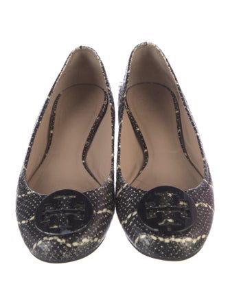 Tory Burch Embossed Leather Animal Print Ballet Flats