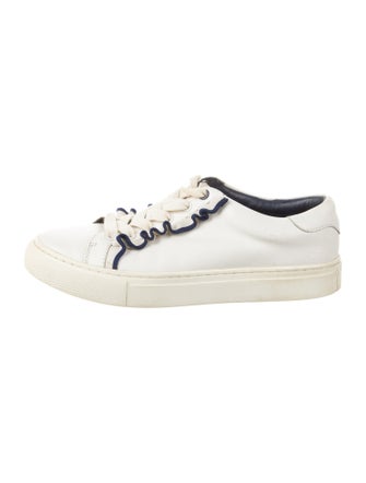 Tory Burch Leather Ruffle Embellishment Sneakers