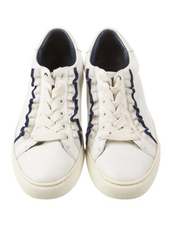 Tory Burch Leather Ruffle Embellishment Sneakers