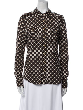 Tory Burch Silk Printed Button-Up Top