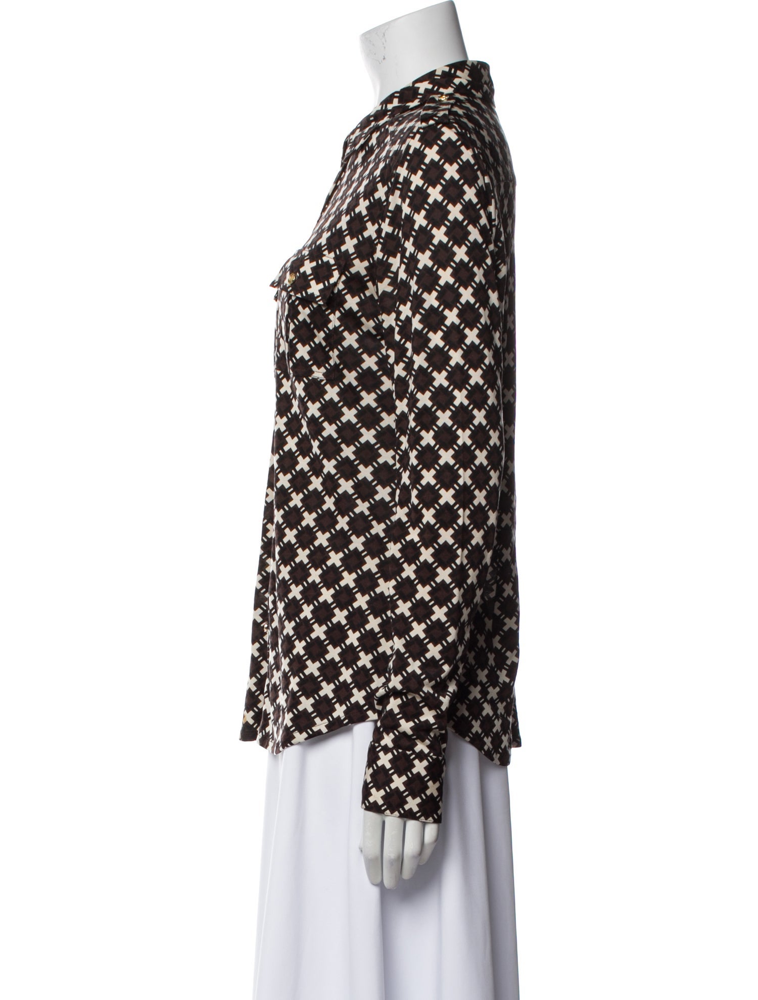 Tory Burch Silk Printed Button-Up Top