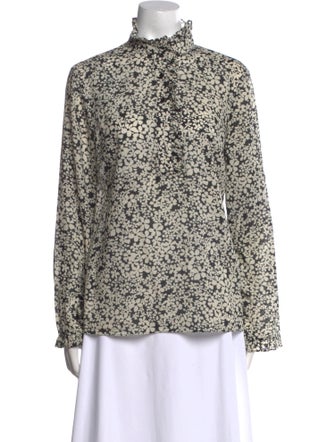 Tory Burch Floral Print Mock Neck Blouse