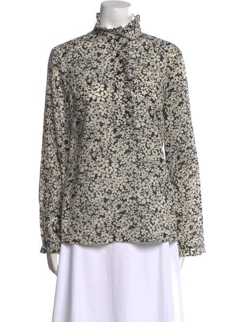 Tory Burch Floral Print Mock Neck Blouse