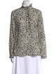 Tory Burch Floral Print Mock Neck Blouse