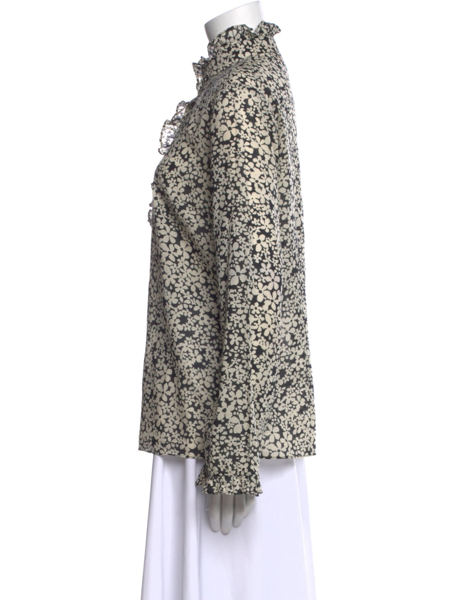 Tory Burch Floral Print Mock Neck Blouse