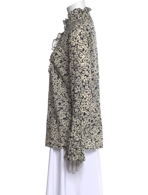 Tory Burch Floral Print Mock Neck Blouse