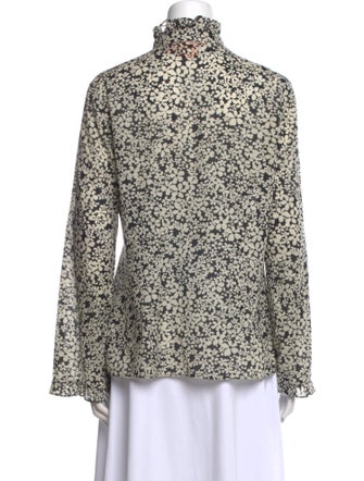 Tory Burch Floral Print Mock Neck Blouse
