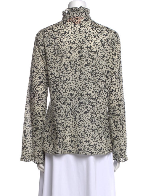 Tory Burch Floral Print Mock Neck Blouse