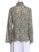 Tory Burch Floral Print Mock Neck Blouse