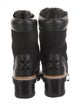 Tory Burch Wool Fur Trim Combat Boots