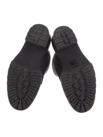 Tory Burch Wool Fur Trim Combat Boots