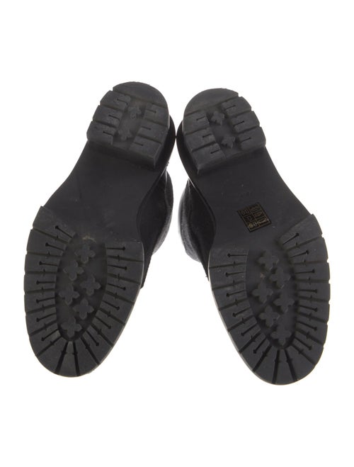 Tory Burch Wool Fur Trim Combat Boots