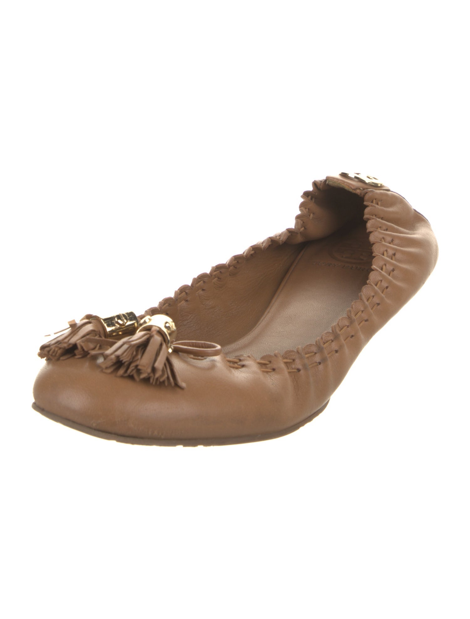 Tory Burch Leather Bow Accents Ballet Flats