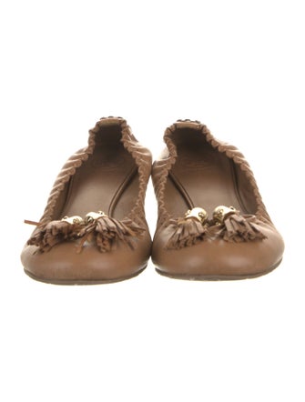 Tory Burch Leather Bow Accents Ballet Flats