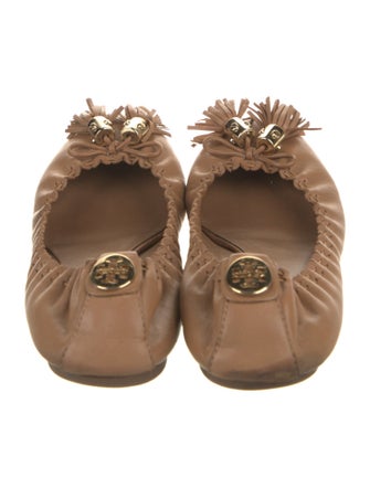 Tory Burch Leather Bow Accents Ballet Flats