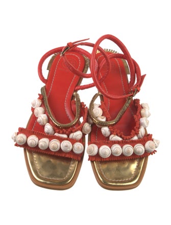 Tory Burch Leather Beaded Accents Gladiator Sandals