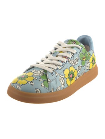 Tory Burch Leather Floral Print Sneakers