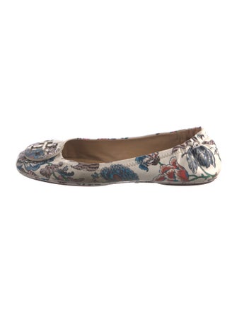 Tory Burch Leather Floral Print Ballet Flats