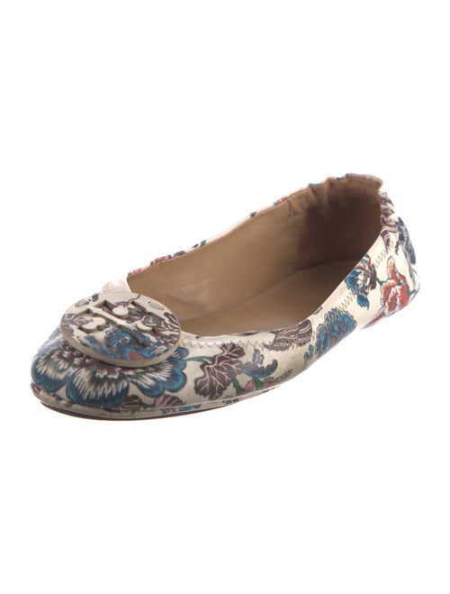 Tory Burch Leather Floral Print Ballet Flats