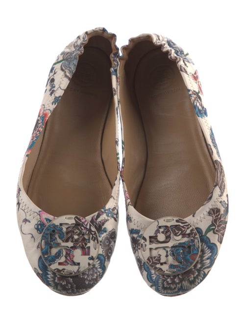 Tory Burch Leather Floral Print Ballet Flats