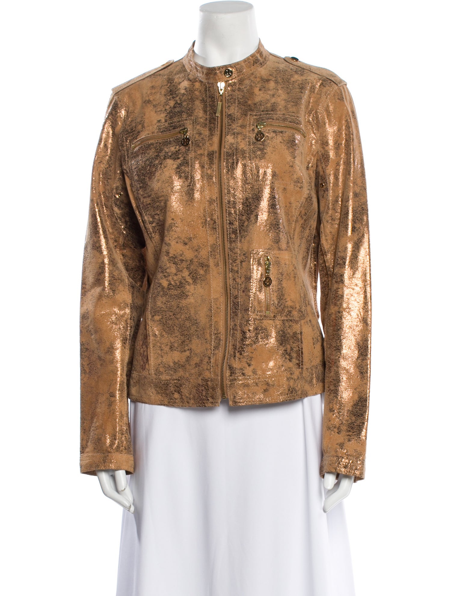 Tory Burch Leather Animal Print Evening Jacket