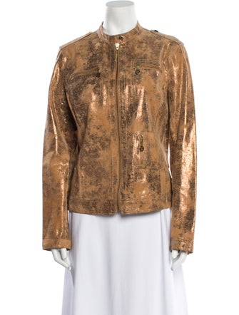Tory Burch Leather Animal Print Evening Jacket