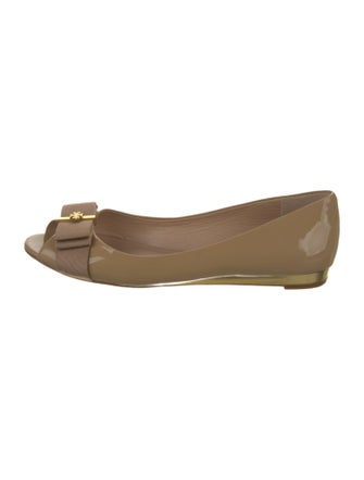 Tory Burch Patent Leather Bow Accents Ballet Flats