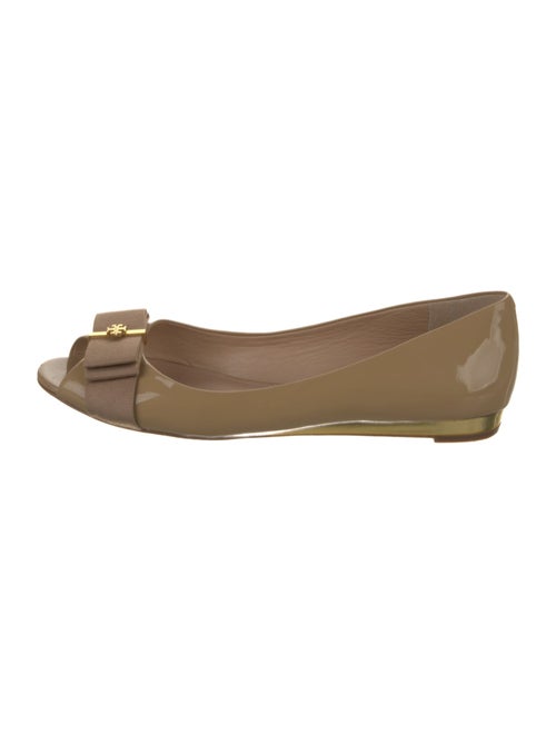 Tory Burch Patent Leather Bow Accents Ballet Flats