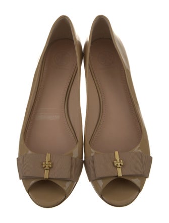Tory Burch Patent Leather Bow Accents Ballet Flats