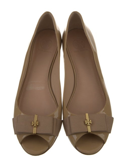 Tory Burch Patent Leather Bow Accents Ballet Flats