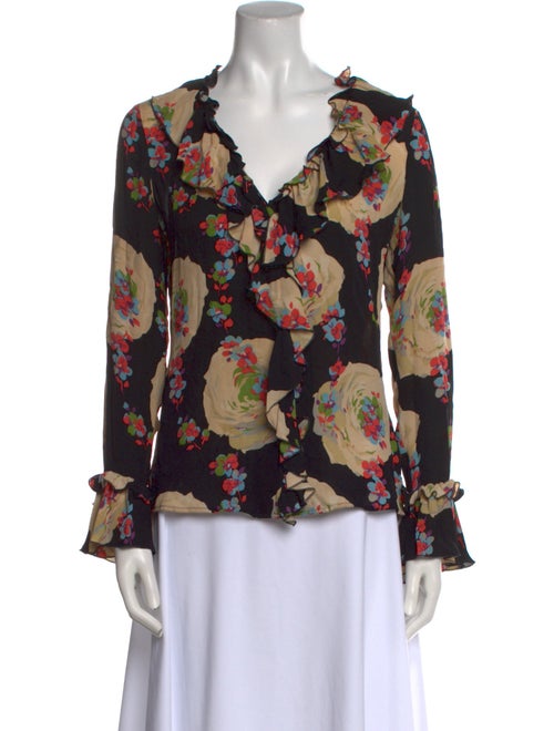 Tory Burch Floral Print V-Neck Blouse
