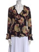 Tory Burch Floral Print V-Neck Blouse