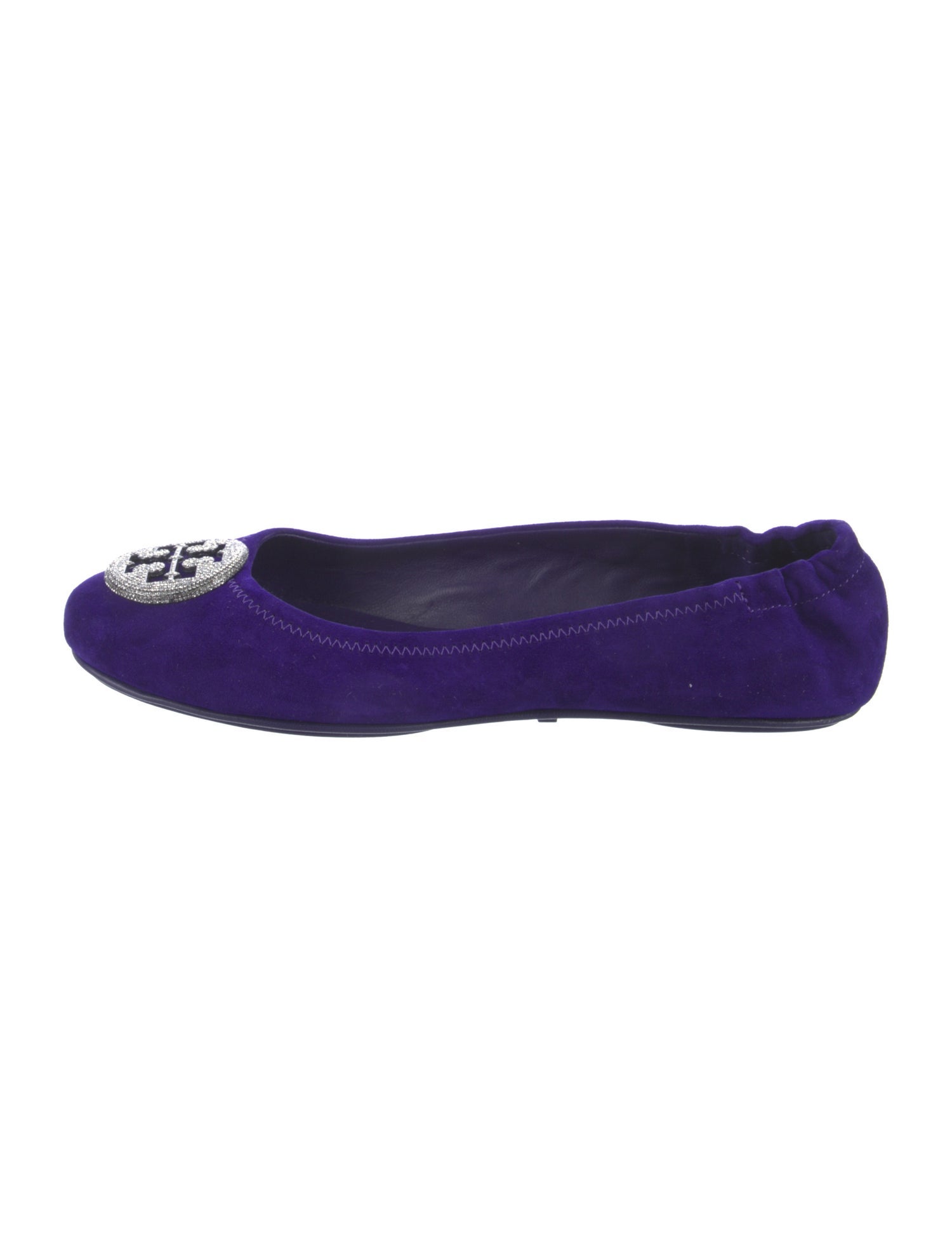 Tory Burch Suede Crystal Embellishments Ballet Flats