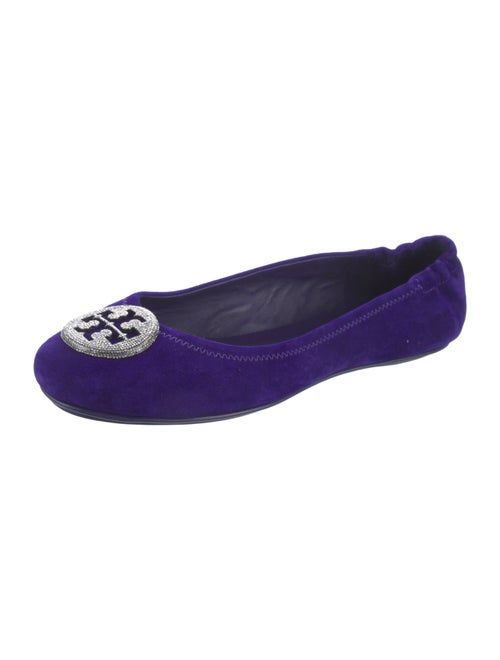Tory Burch Suede Crystal Embellishments Ballet Flats