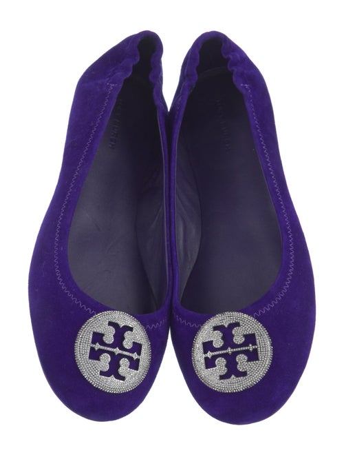 Tory Burch Suede Crystal Embellishments Ballet Flats