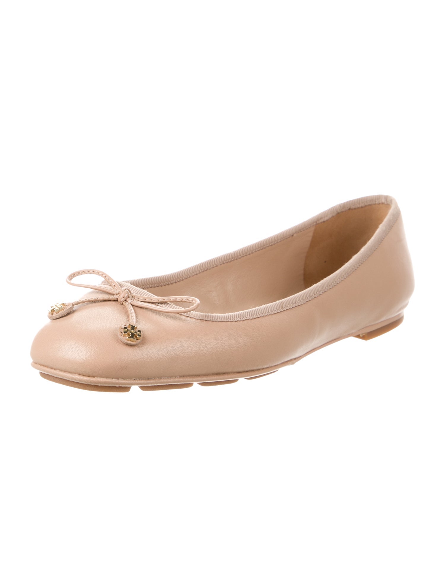 Tory Burch Leather Bow Accents Ballet Flats