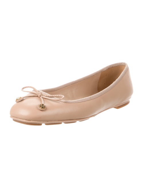 Tory Burch Leather Bow Accents Ballet Flats