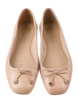 Tory Burch Leather Bow Accents Ballet Flats