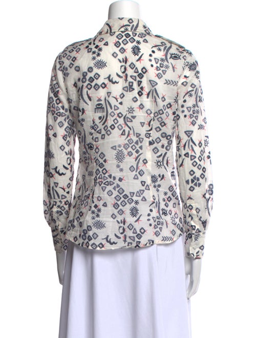 Tory Burch Printed Three-Quarter Sleeve Button-Up Top