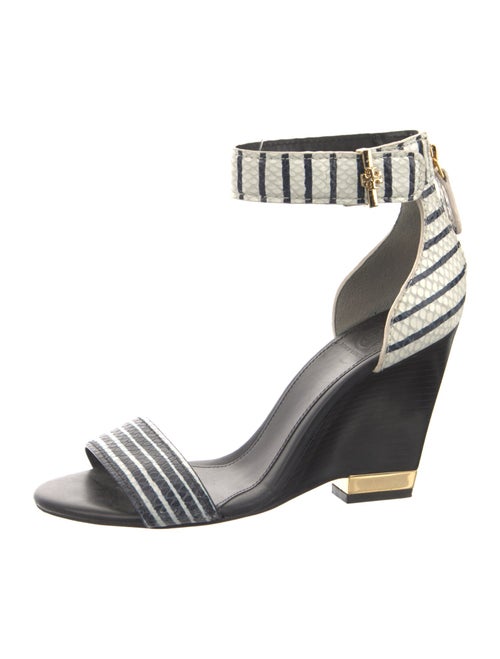 Tory Burch Embossed Leather Striped Sandals