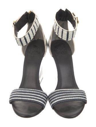 Tory Burch Embossed Leather Striped Sandals