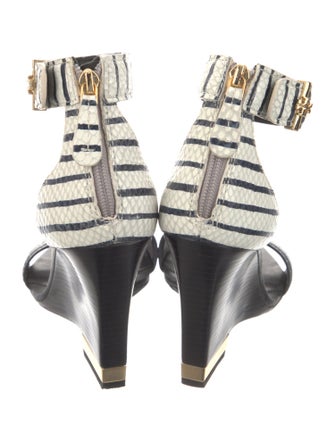 Tory Burch Embossed Leather Striped Sandals