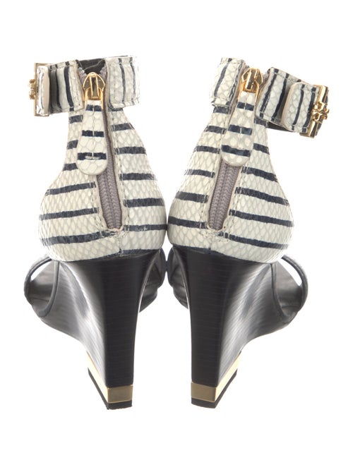 Tory Burch Embossed Leather Striped Sandals
