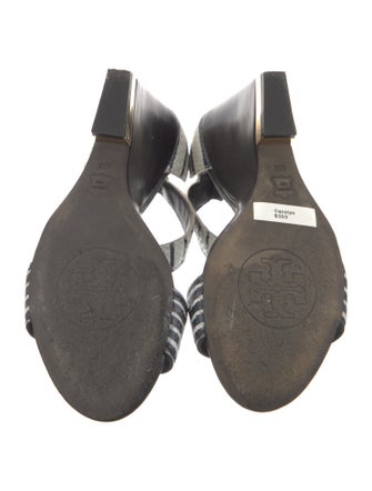 Tory Burch Embossed Leather Striped Sandals