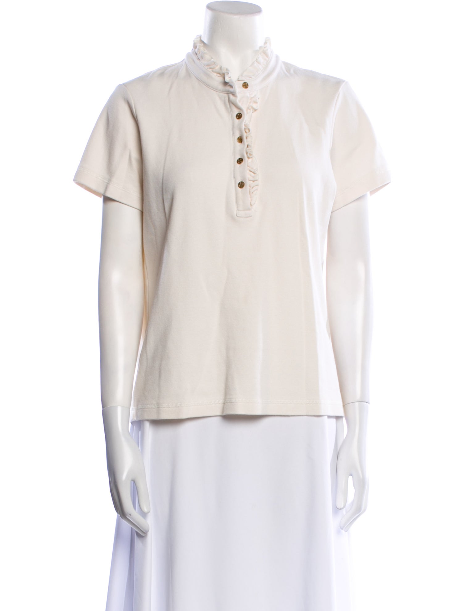 Tory Burch Mock Neck Short Sleeve Polo